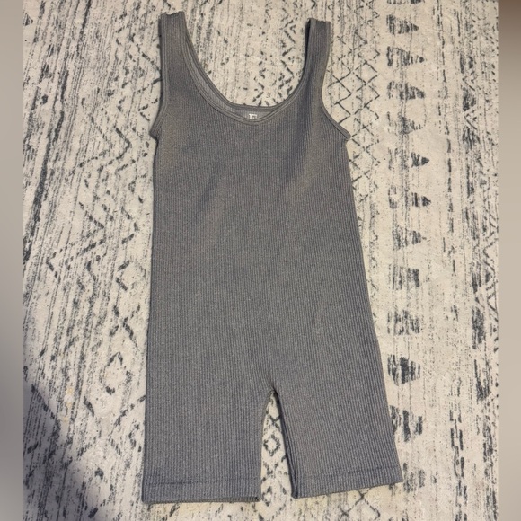 Fct with the basic Pants - Gray Sleeveless Ribbed Jumpsuit